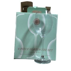 Martha Stewart Collection Macy’s Krosno Crystal 13 oz Wine Glasses New Box 4 Set